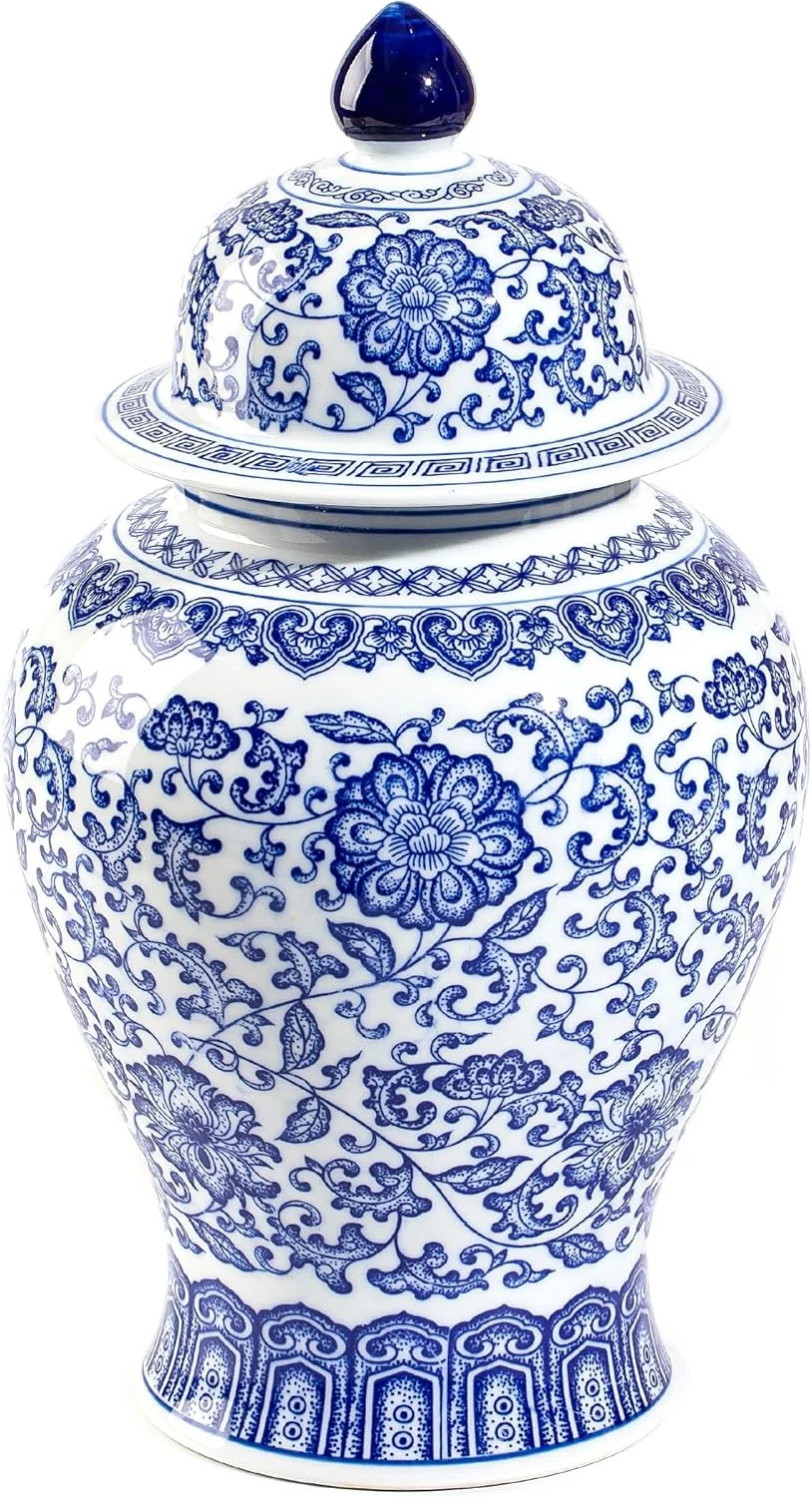 Blue and White Ginger Jars for Home Décor, Chinoiserie Porcelain, Ginger Jar Vase Decor, Good Id... | Walmart (US)