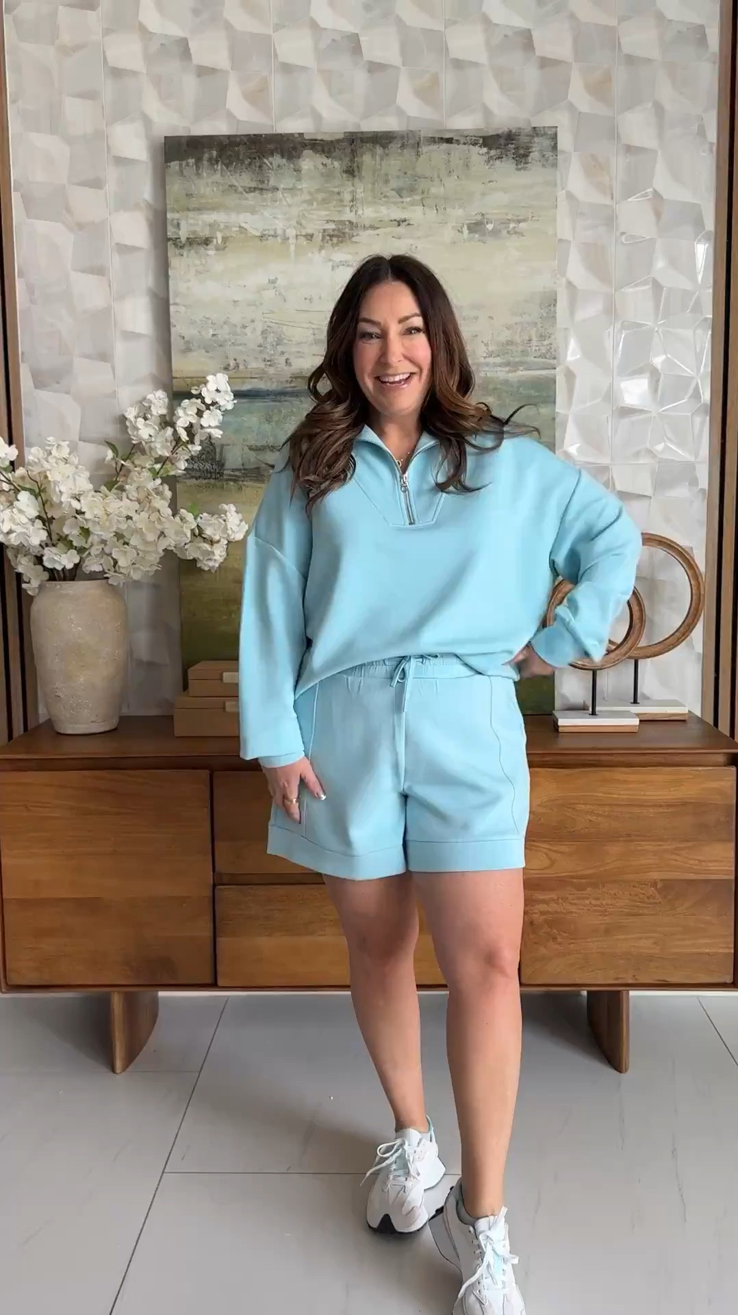 Varley 2 Piece Lounge Set from Anthropologie | Wearing large in top and shorts - run true to size  

 

#LTKSeasonal #LTKActive #LTKOver40