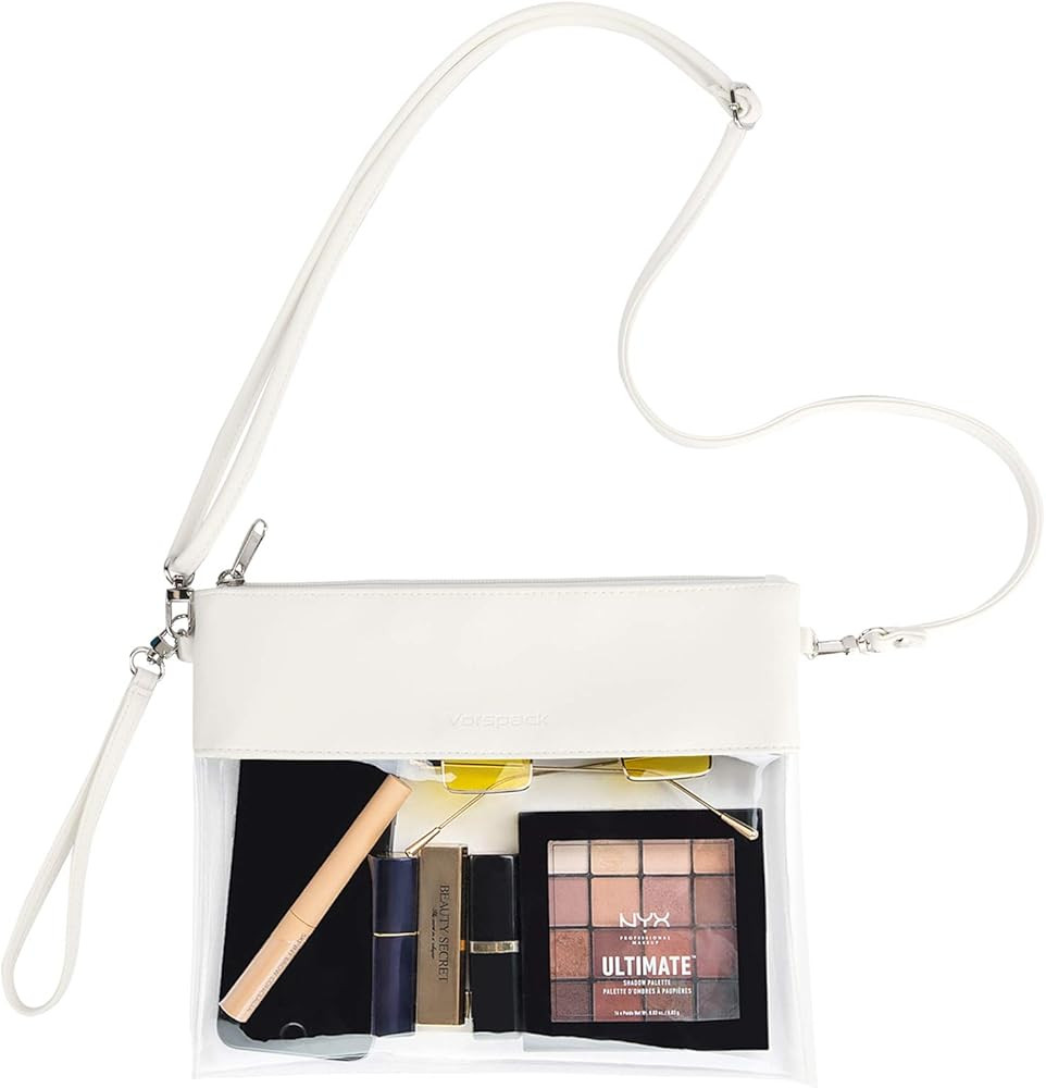 Clear Bag Stadium Approved - PU Leather Clear Purse Clear Crossbody bag for Concert Festival | Amazon (US)
