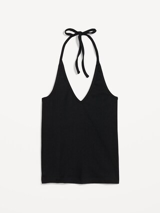 Rib-Knit V-Neck Halter Top for Women | Old Navy (US)