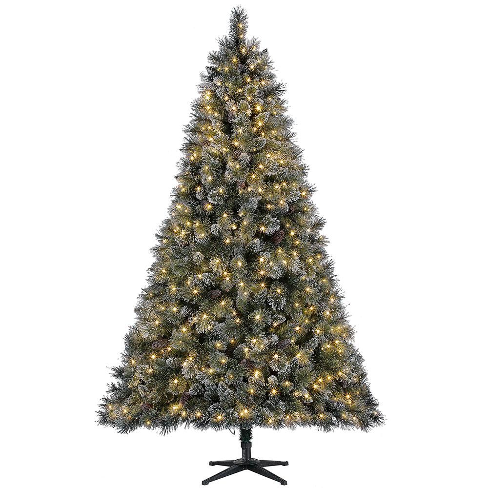 7.5 ft Sparkling Amelia Pine LED Pre-Lit Artificial Christmas Tree with Warm White Lights | The Home Depot