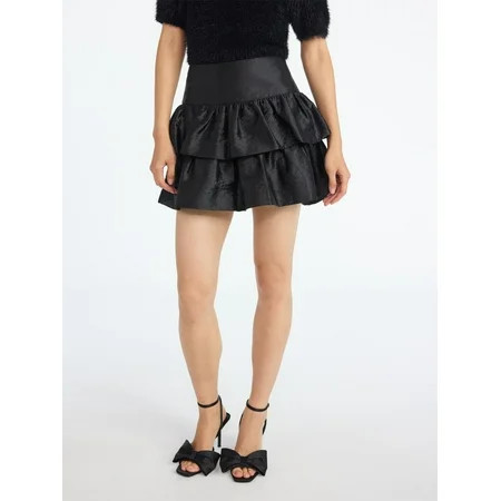 Scoop Women's and Women's Plus Tiered Ruffle Mini Skirt, Sizes XS-4X | Walmart (US)