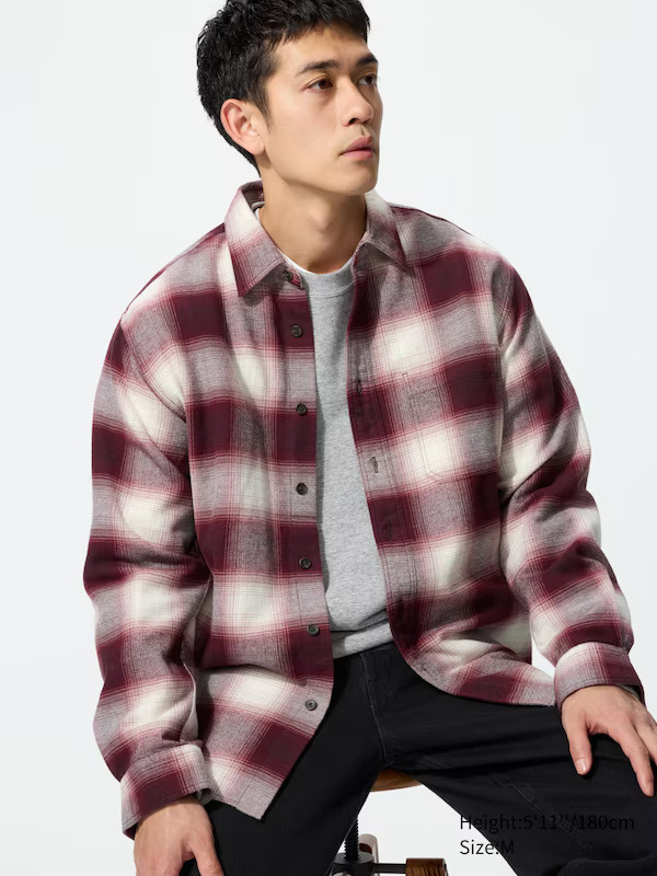 Flannel Shirt (Check, Regular Collar) | UNIQLO (UK)