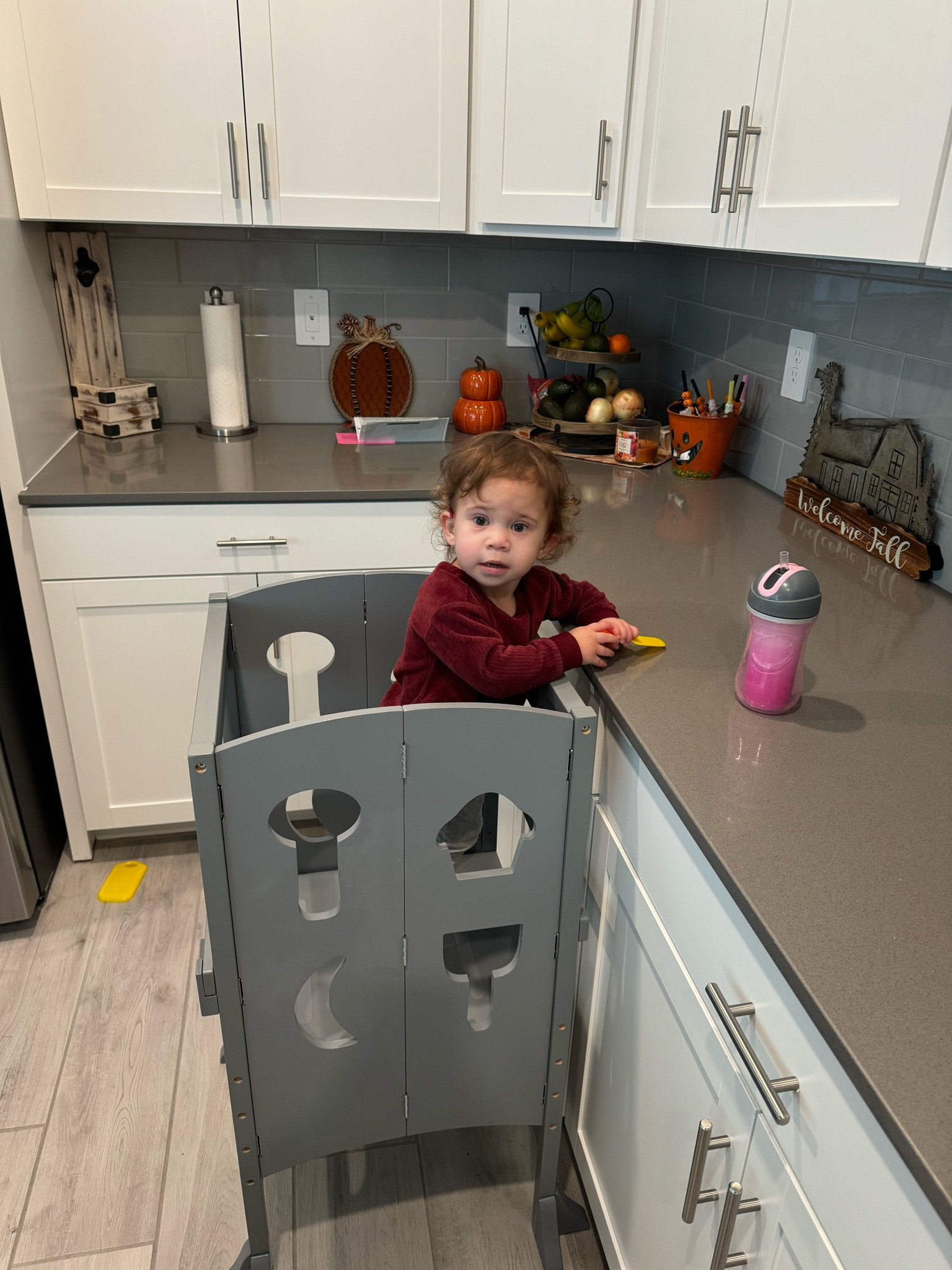 The BEST toddler helper stool! It has safety rails on both sides that you can lift up so they can independently go up themselves, cute designs on the sides, and it FOLDS UP!! 🫶🏼🫶🏼 I love this for easy storage or to take to their grandparents house! 

#LTKhome #LTKfamily #LTKkids