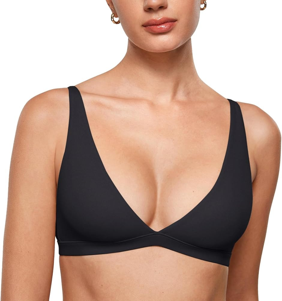 INLYRIC Women's Inbarely Soft Plunge Bralette - Deep V Unlined Triangle No Padding No Underwire S... | Amazon (US)