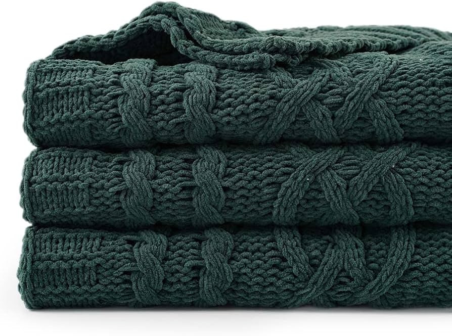 Battilo Dark Green Chenille Throw Blanket for Couch Bed Sofa, Christmas Decor Couch Sofa Bed Thro... | Amazon (CA)