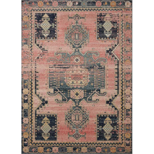 Colette Performance Rose Pink/Tan/Wheat/Ivory/Blue Rug | Wayfair North America