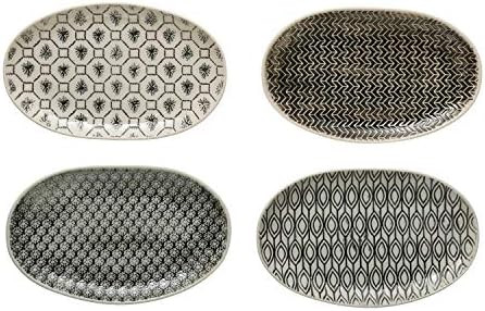 Creative Co-Op Set of 4, 7.75" L Stoneware Plate Dinnerware, Multi | Amazon (US)