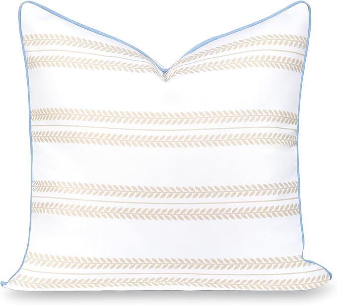 Hofdeco Premium Coastal Hampton Patio Indoor Outdoor Throw Pillow Cover Only, 22"x22" Water Repel... | Amazon (US)