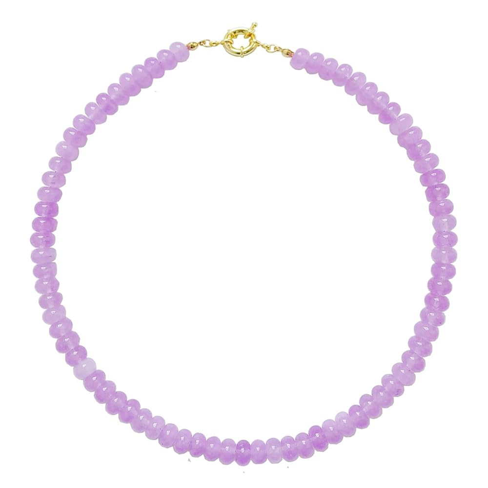 Beaded Gemstone Necklace for Women, Pure Color Boho Bead Choker Natural Stone Surfer Beach Rainbo... | Amazon (US)