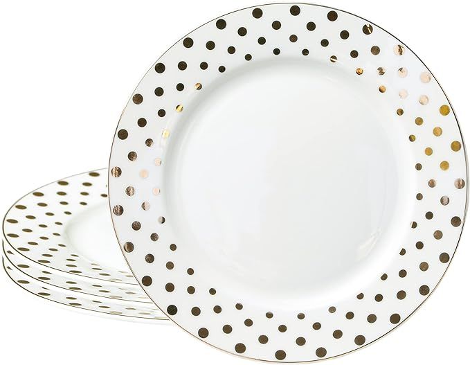 Gracie China Gold Polka Dots Porcelain Dessert/Salad Plate 7.5-Inch (Set of 4) | Amazon (US)