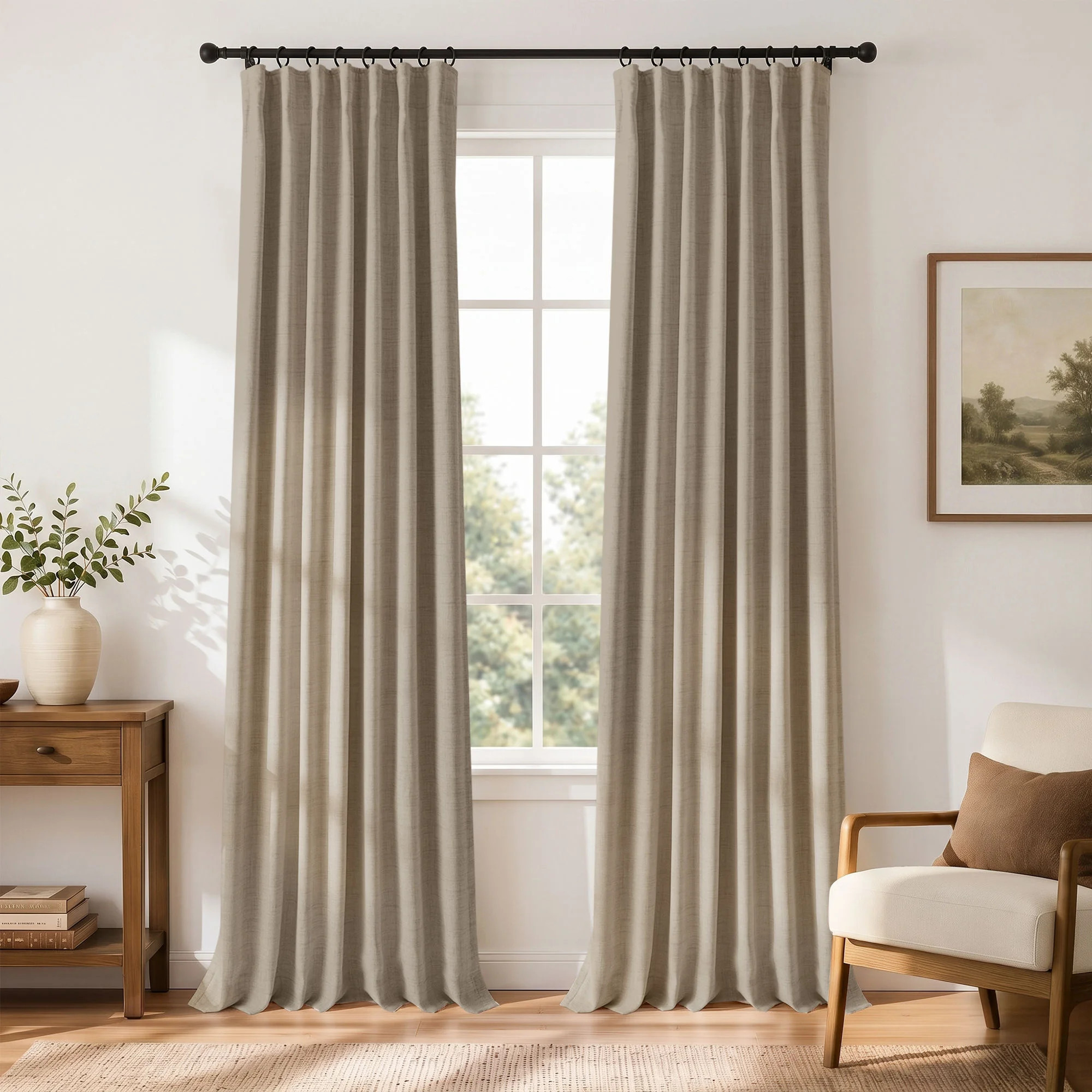 Birglinde Faux Linen Textured Thermal 100% Blackout Curtains for Bedroom Living Room Rod Pocket/Ring Clips | Wayfair North America