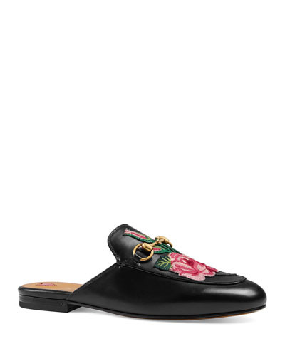 Princetown Bloom Floral Slipper, Black | Bergdorf Goodman