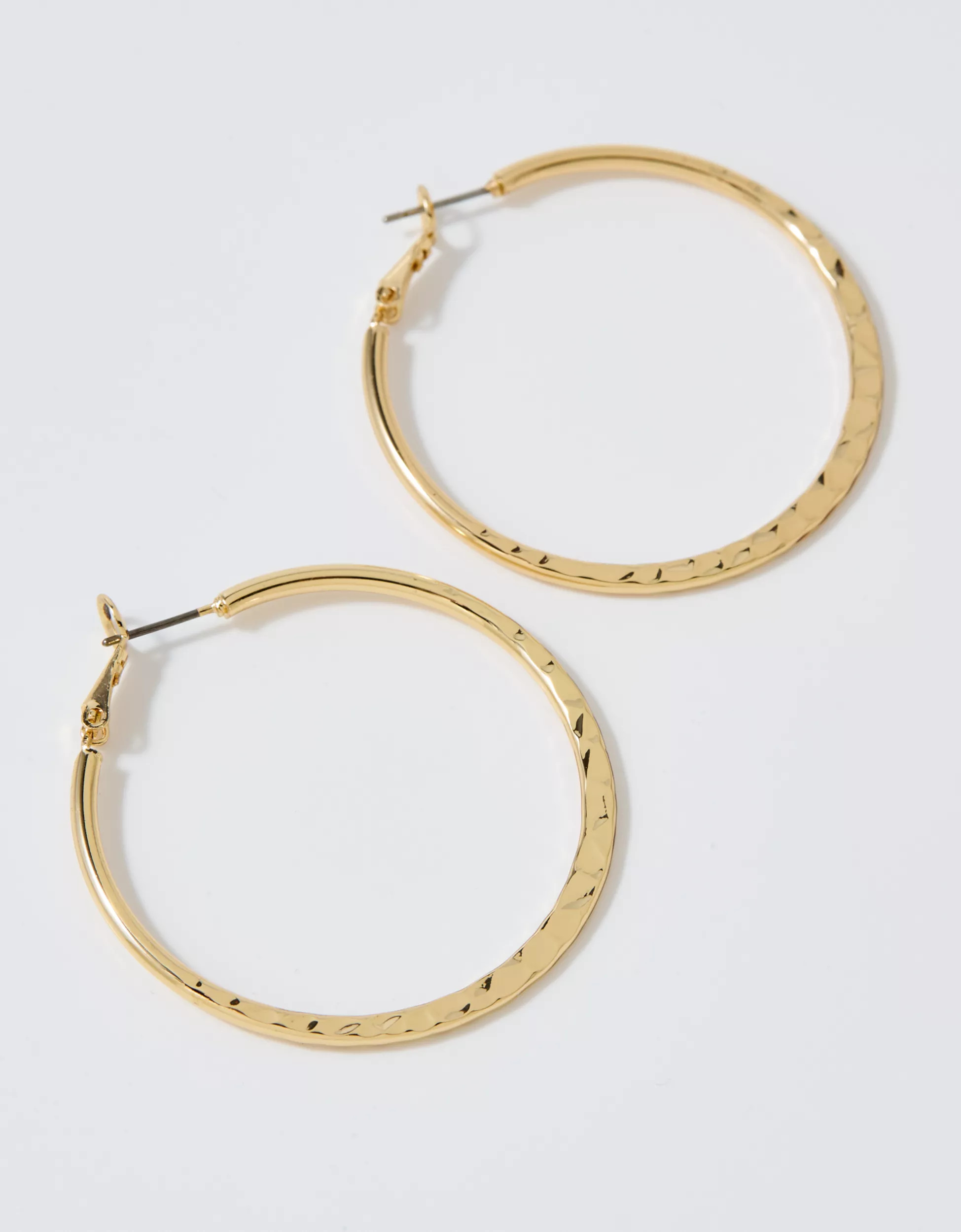 Aerie Hammered Flat Hoop Earrings | Aerie