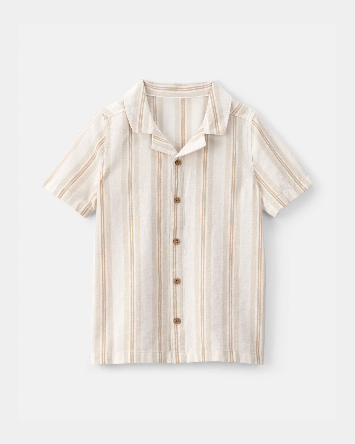 Boys Linen Striped Short-Sleeve Button-Down Shirt - Tan/Ivory - OshKosh B'gosh | Carter's | Carter's Inc