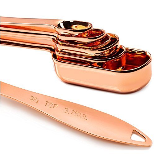 Copper Measuring Spoons, Set of 6 - Extra Sturdy & Heavy Duty. Copper-Plated Top-Quality Stainless S | Amazon (US)