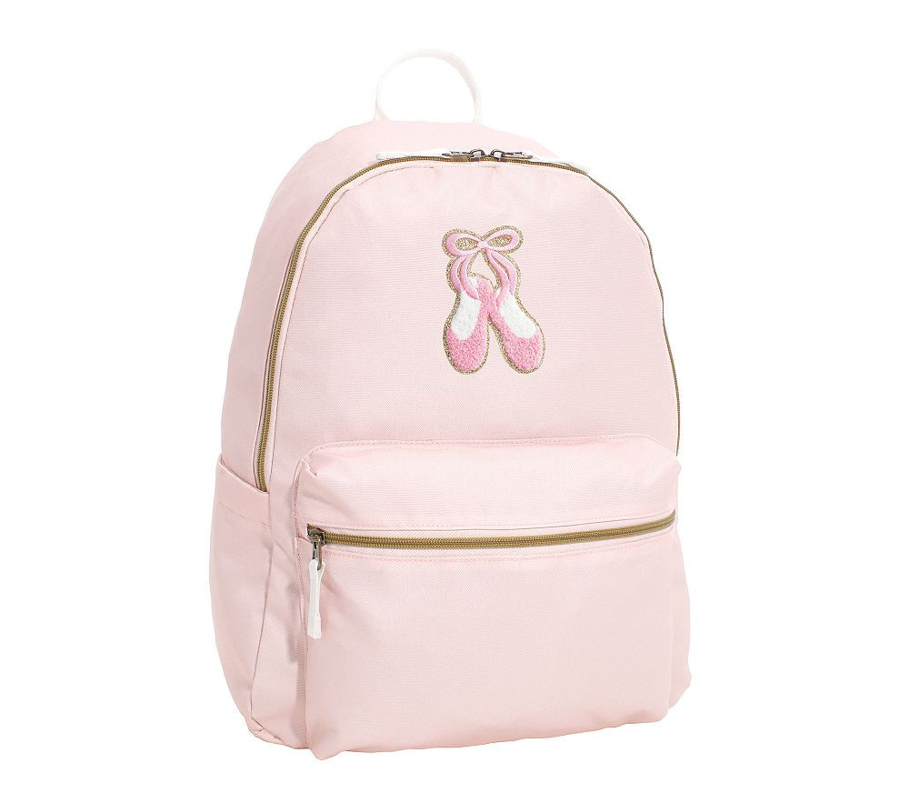 Blush Solid Colby Large Backpack, Chenille Ballet Slippers Patch | Pottery Barn Kids
