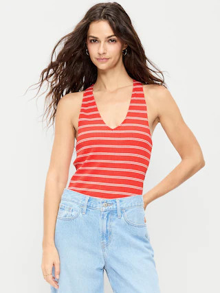 Sleeveless Ribbed Loop-Back Tank Top | Old Navy (US)