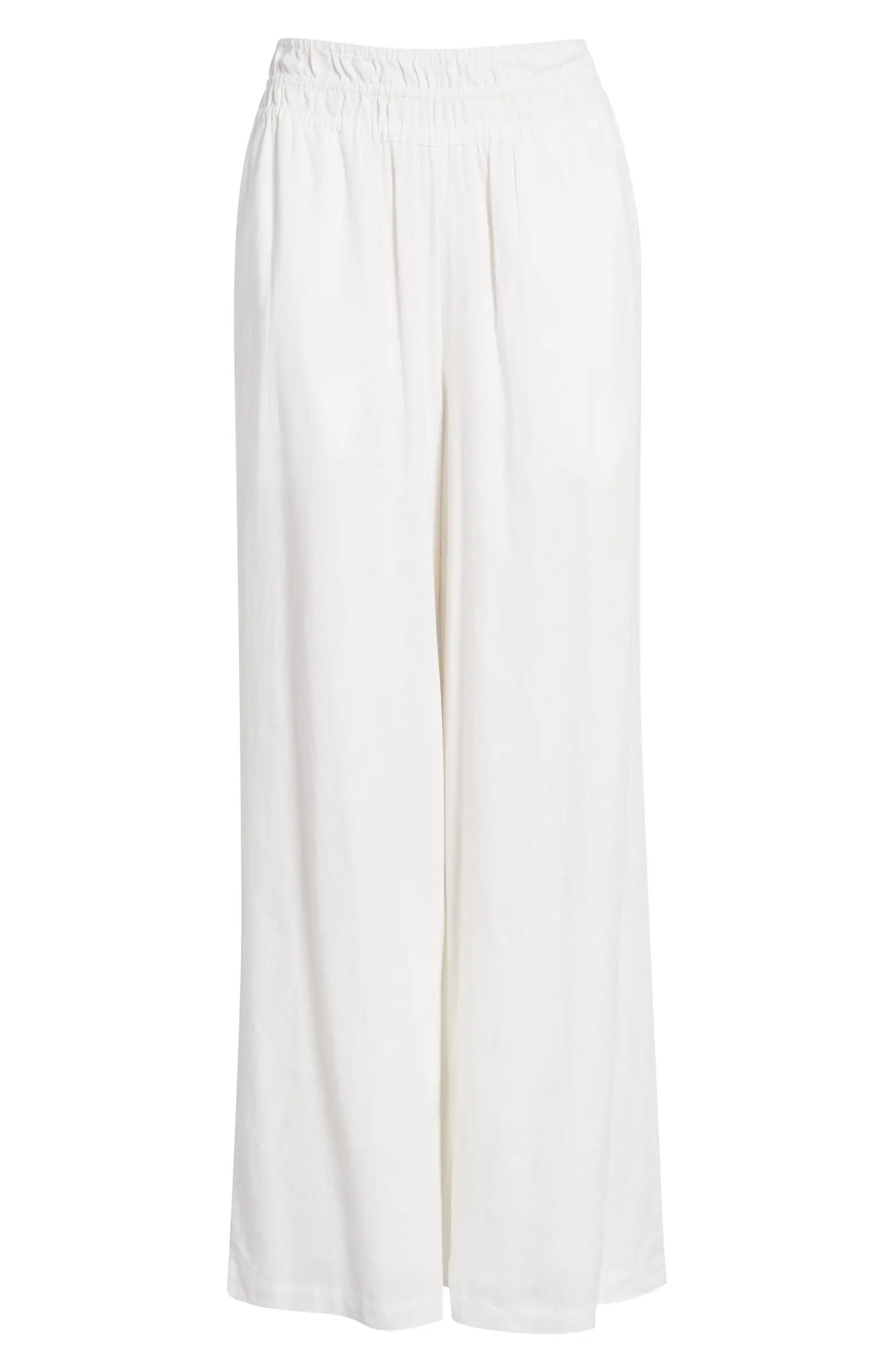 Treasure & Bond Linen Blend Smocked Waist Wide Leg Pants | Nordstrom | Nordstrom