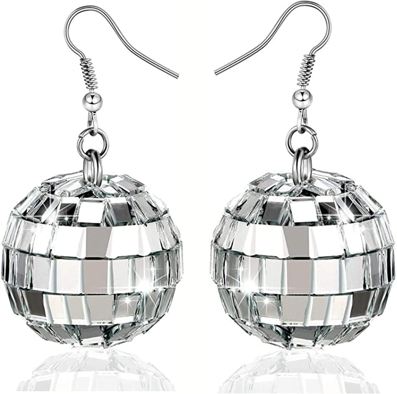 Disco Ball Earrings 24mm 70'S Disco Punk Earrings for Women Girls Jewelry | Amazon (US)