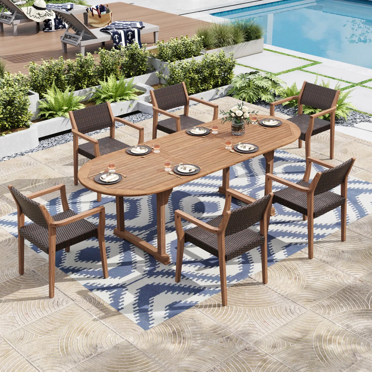 Oval Extendable Outdoor Dining Set | Wayfair North America