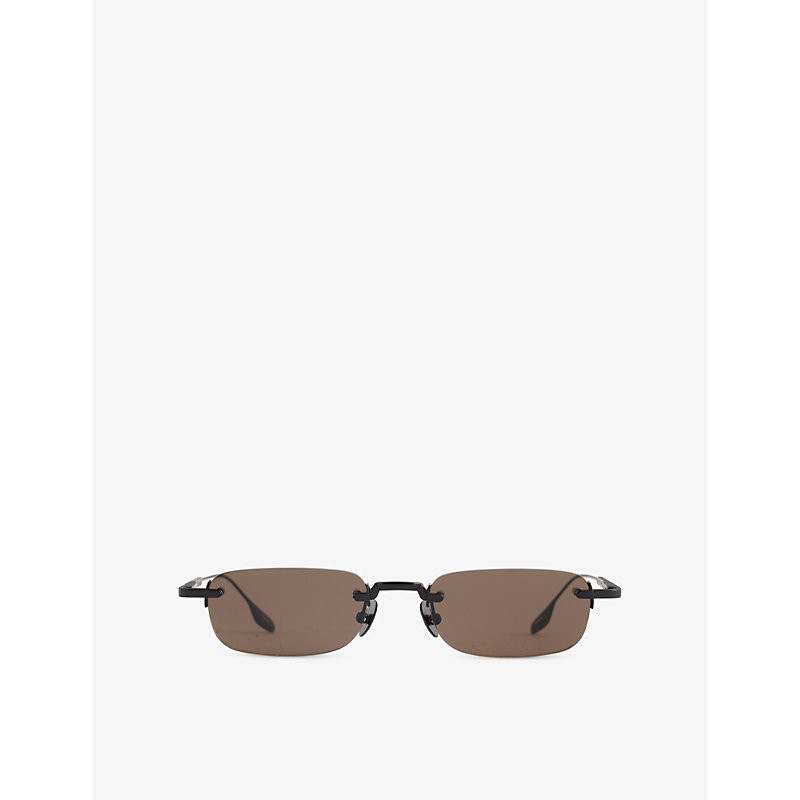 Weari Womens Black Core Rectangle-Frame Titanium Sunglasses | Selfridges