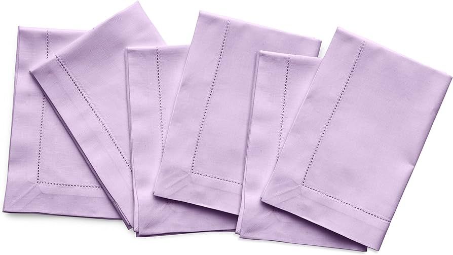 Solino Home Cotton Linen Napkins Set of 6 – 20 x 20 Inch Cloth Napkins, Hemstitch Dinner Napkin... | Amazon (US)