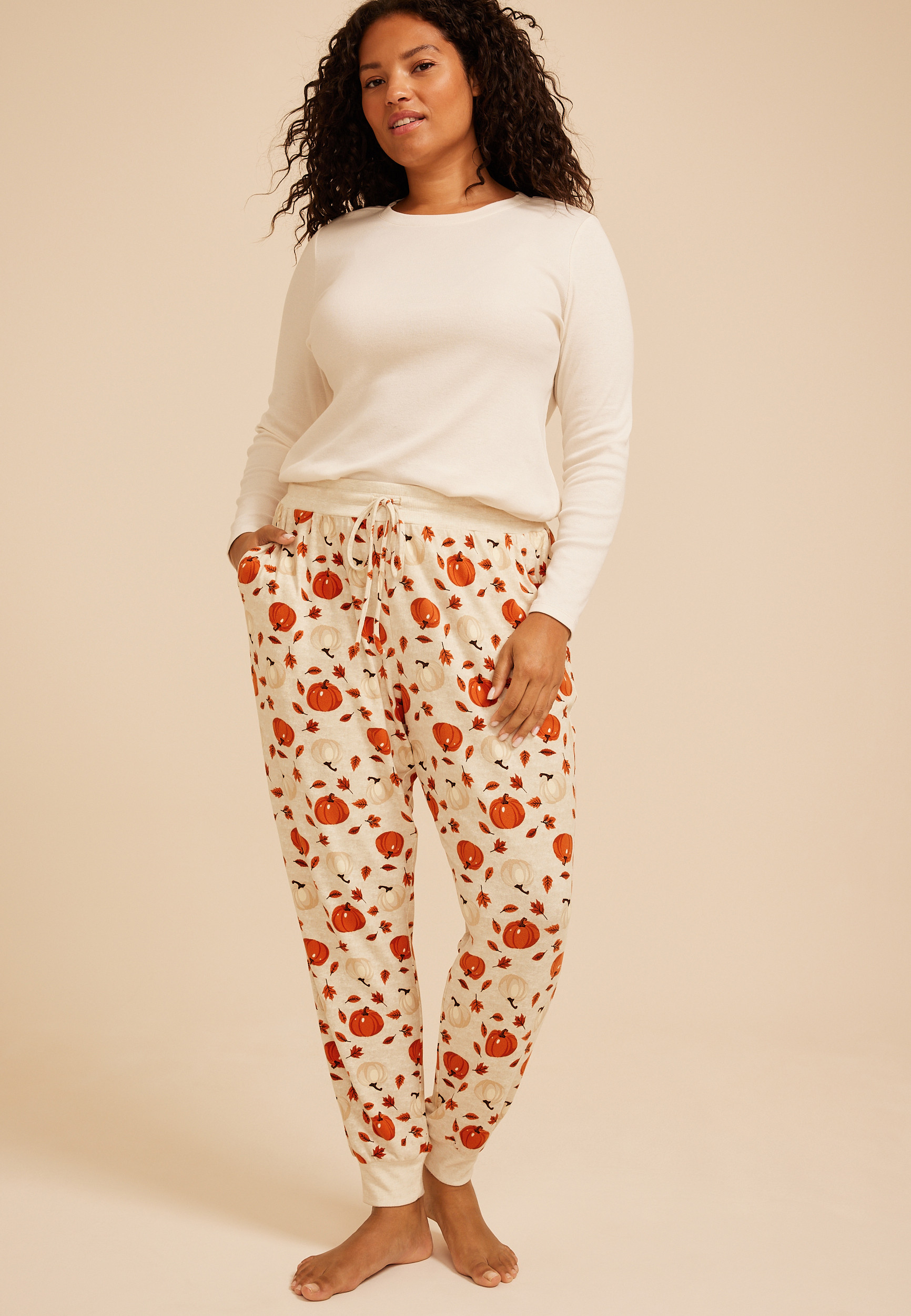 Maurices Plus Size Women's Pumpkin Hacci Jogger Pajama Pants | Maurices