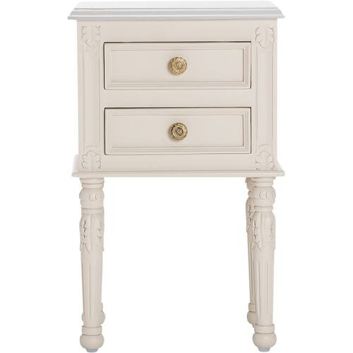 Finch - Richards Rectangular Rustic Wood 2-Drawer Side Table - Cream White | Best Buy U.S.