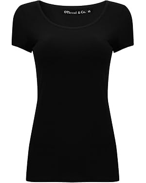 OThread & Co. Women's Short Sleeve T-Shirt Scoop Neck Basic Layer Stretchy Shirts | Amazon (US)