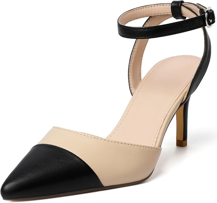 RIBONGZ Women's Wedding Shoes Glitter Sparkly Pointed Toe Strappy High Heels Sexy Ankle Strap Pum... | Amazon (US)