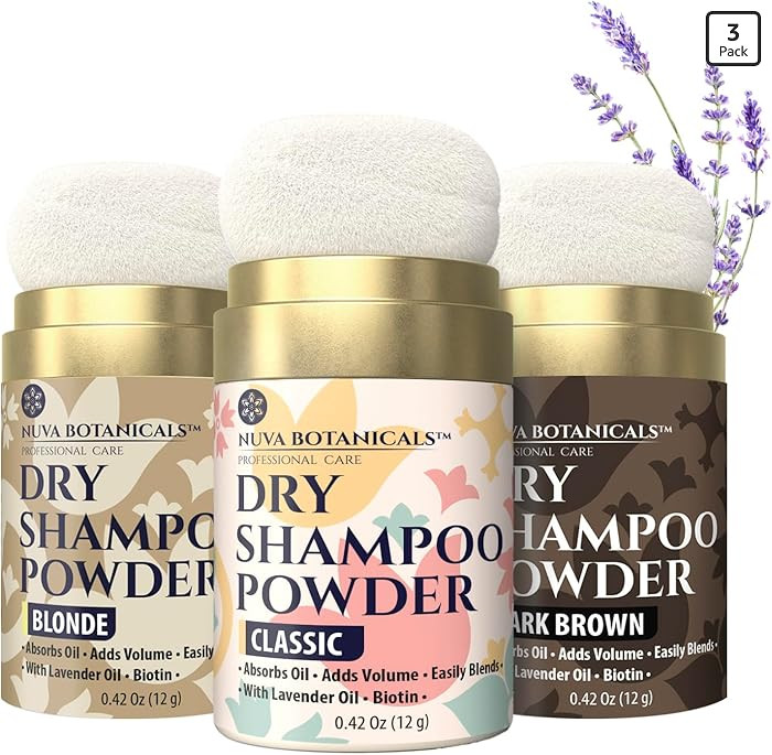 Nuva Botanicals Non Aerosol Dry Shampoo Powder with Biotin - Lavender Extract and Korean Ginseng ... | Amazon (US)