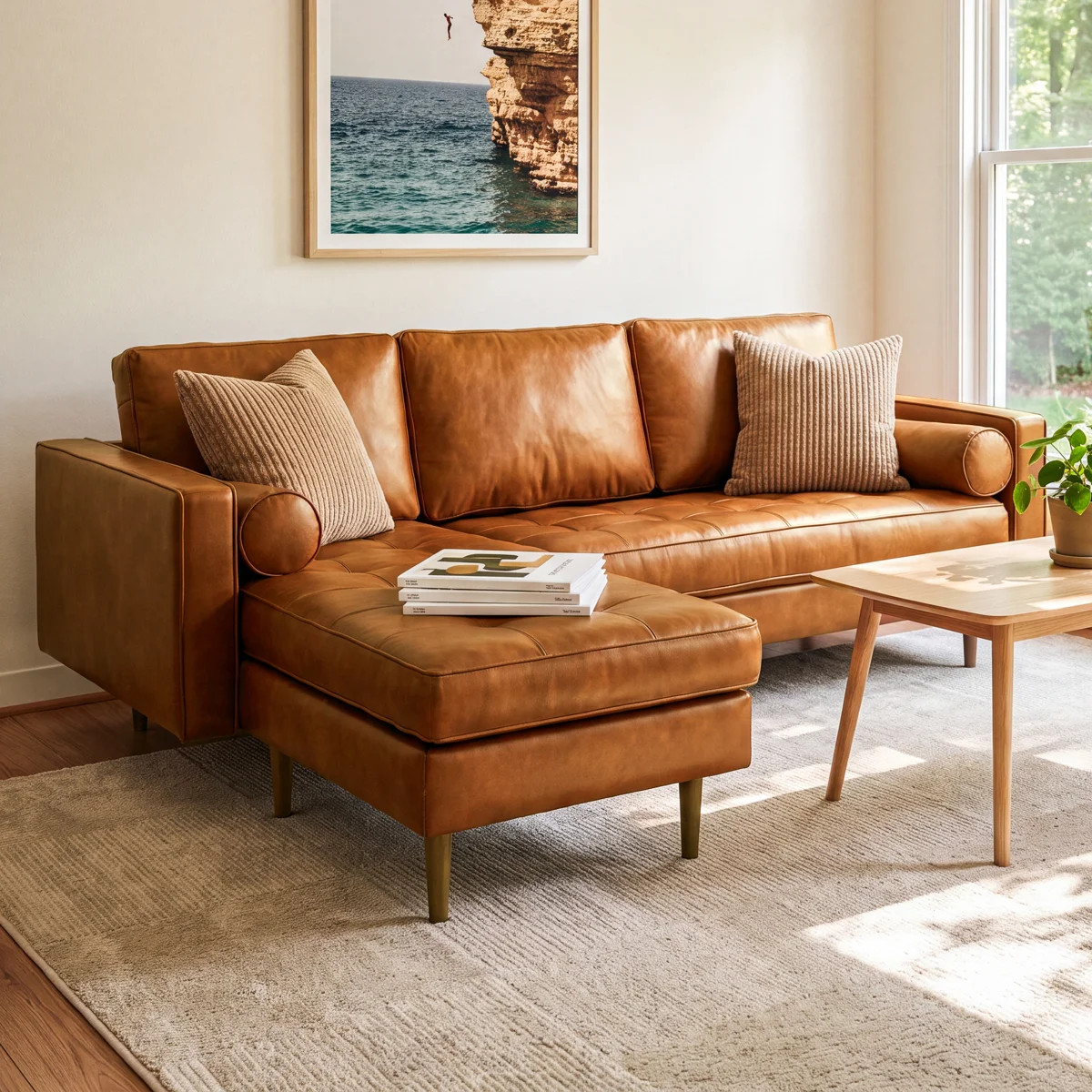 Pritchett 84" Wide Vegan Leather Reversible Modular Sofa & Chaise | Wayfair North America