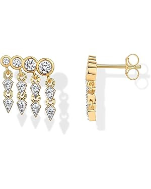 PAVOI 14K Gold Plated Sterling Silver Posts Drop Dangle Cubic Zirconia Stud Earrings for Women | ... | Amazon (US)