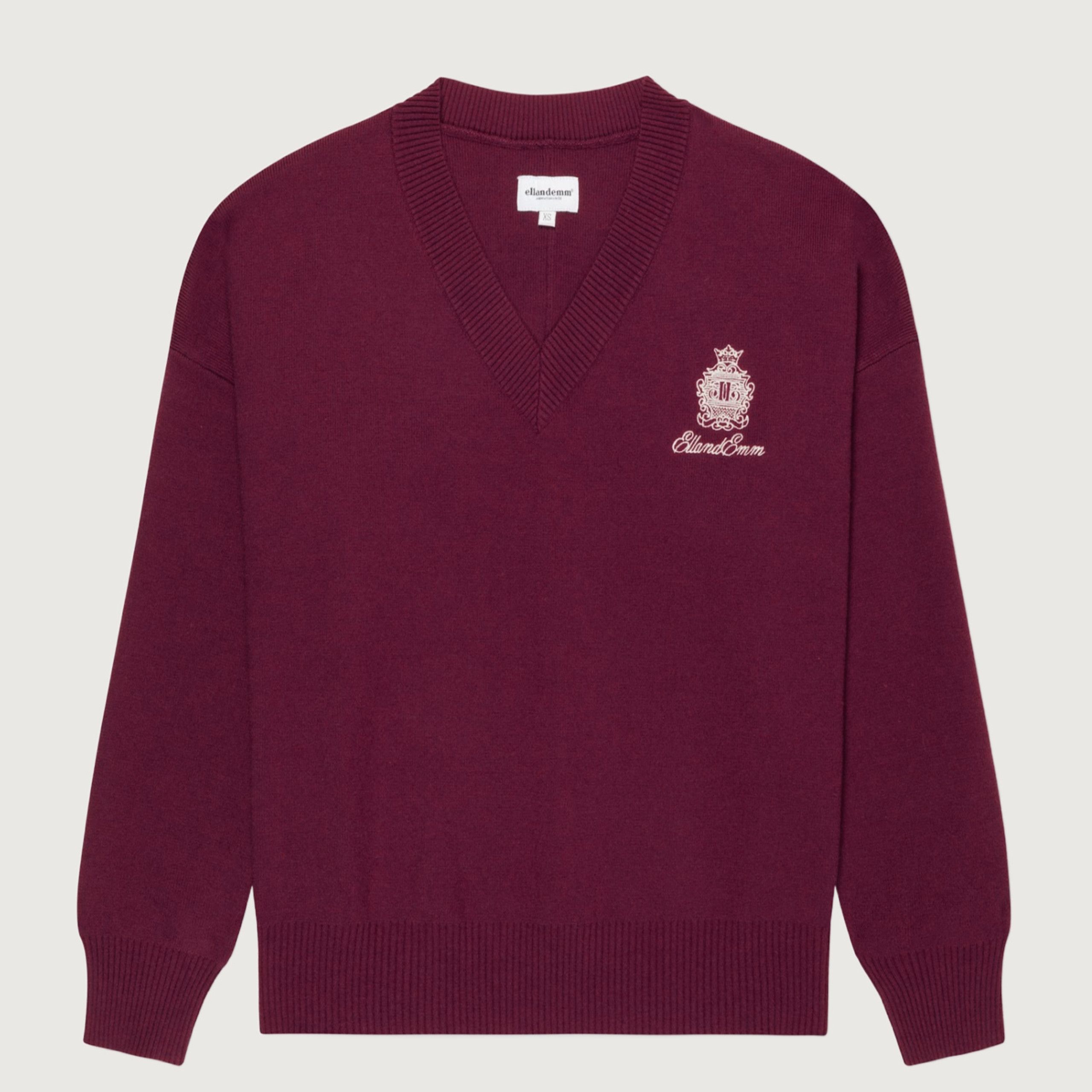 EE Classic V Neck Sweater - Burgundy | EllandEmm