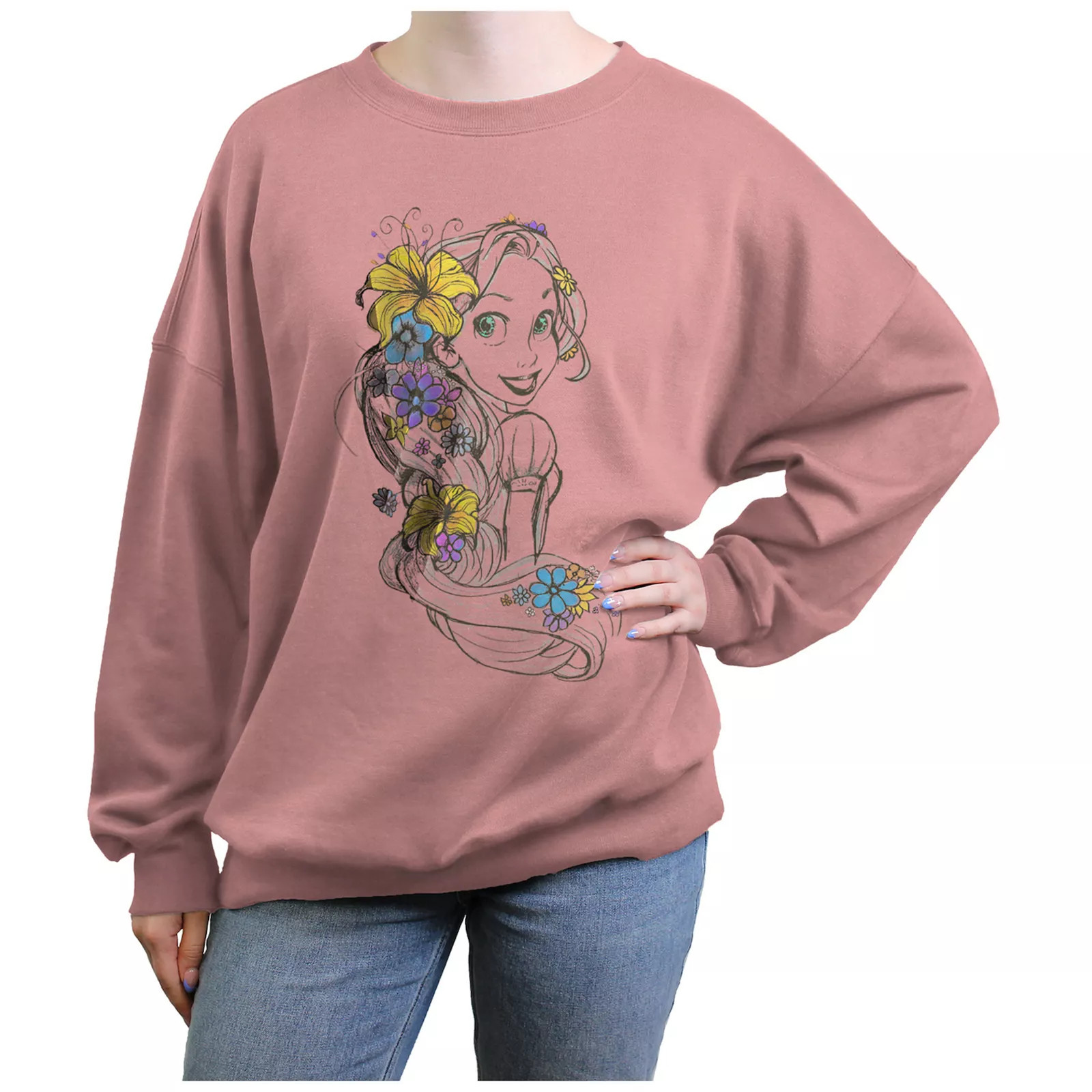 Disney's Tangled Rapunzel Flower Graphic Fleece Juniors' Graphic Fleece, Girl's, Size: XL, Desert Pink | Kohl's