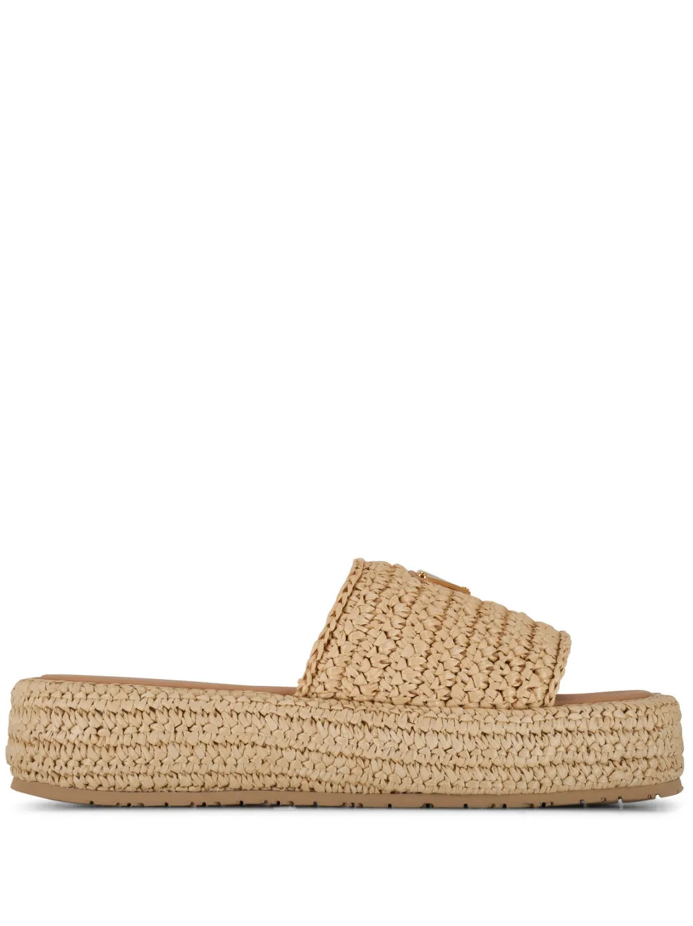 Prada Enamel Triangle Logo Platform Sandals - Farfetch | Farfetch Global