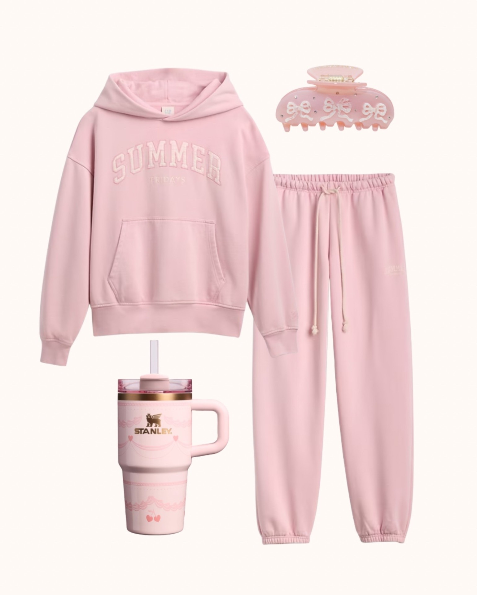 Cozy outfit inspo for Valentine’s Day! Loving the new GAP x Summer Friday’s collection. This pink sweat set has my name on it!! 

Stanley tumbler, emi jay claw clip, Sephora, vday, outfit inspo, ootd, hoodie, fancythingsblog 

#LTKFindsUnder100 #LTKootd #LTKgrwm