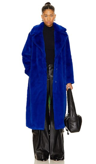 Mona Plant-Based Fur Coat in Varsity Blue | Revolve Clothing (Global)