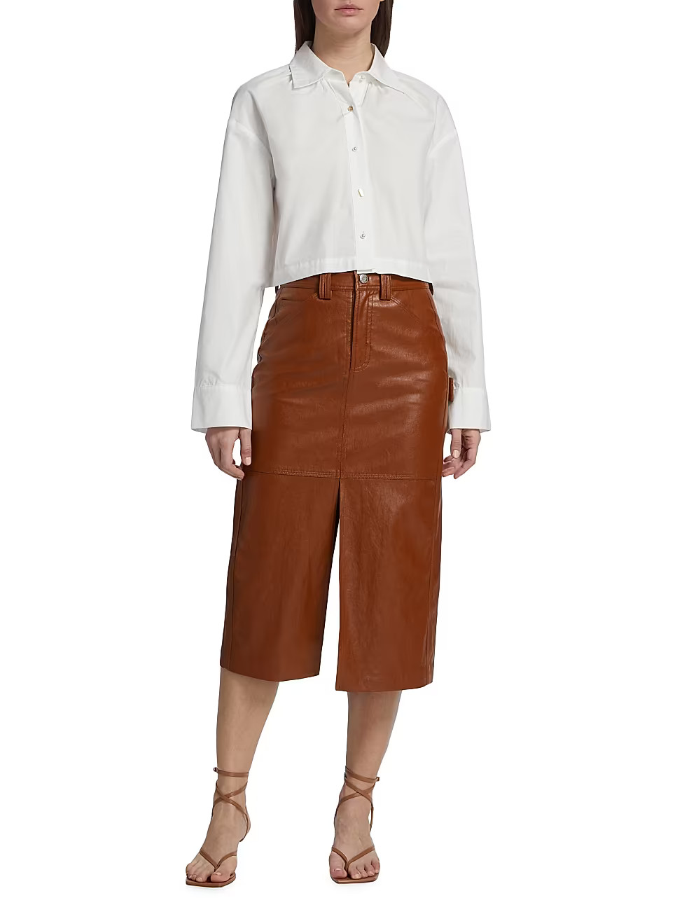 En Saison Felice Button-Detail Cropped Shirt | Saks Fifth Avenue