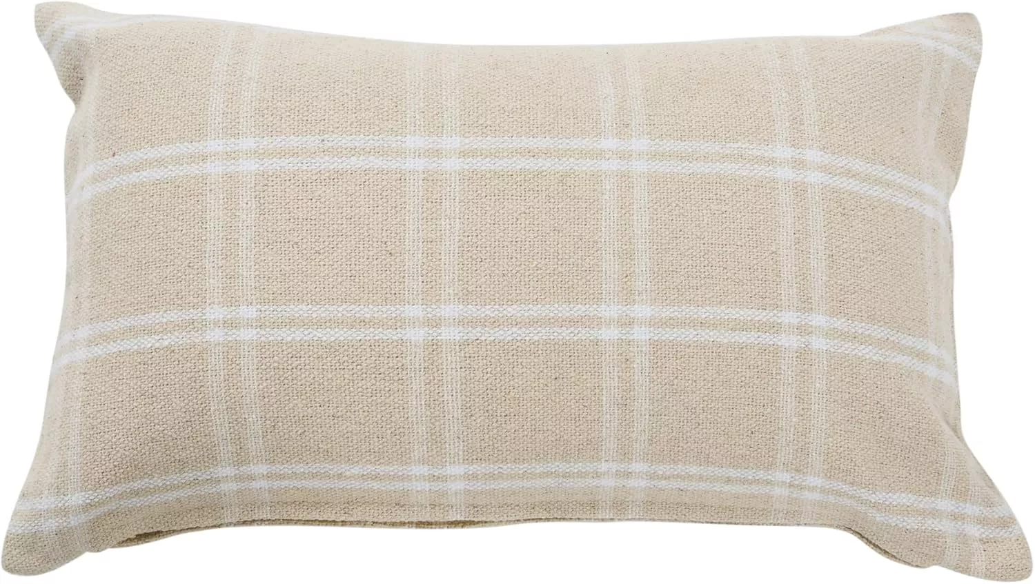 Creative Co-op Tufted Lumbar Pillow with Chambray Back | Wool Blend