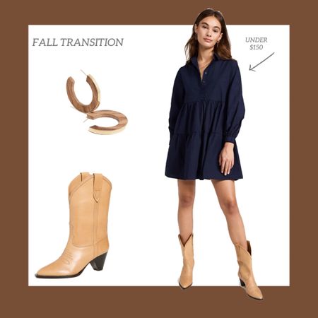 The perfect dress to wear as we transition into fall! This long sleeve poplin dress is under $150 and is a wardrobe staple. Also bump friendly ! Wear with cowboy boots and hoop earrings . Would also be cute for a game day

Navy dress, aspen outfit, western style, western outfit , mountains outfit , fall style, fall outfit , transitional style , fall wardrobe staples , fall shoes 

#LTKU #LTKSeasonal #LTKtravel