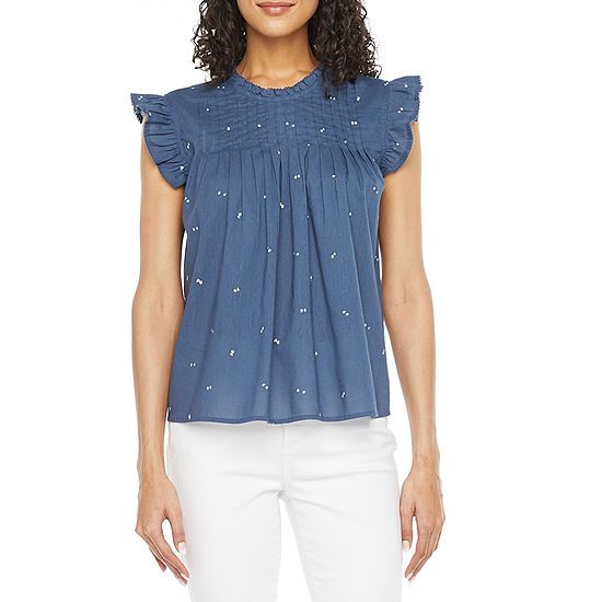 a.n.a Womens Crew Neck Short Sleeve Blouse | JCPenney