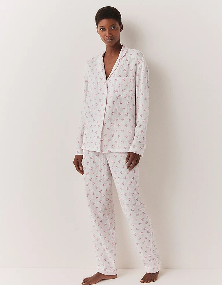 Double Cotton Heart Floral Pajama Set | The White Company (US & CA)
