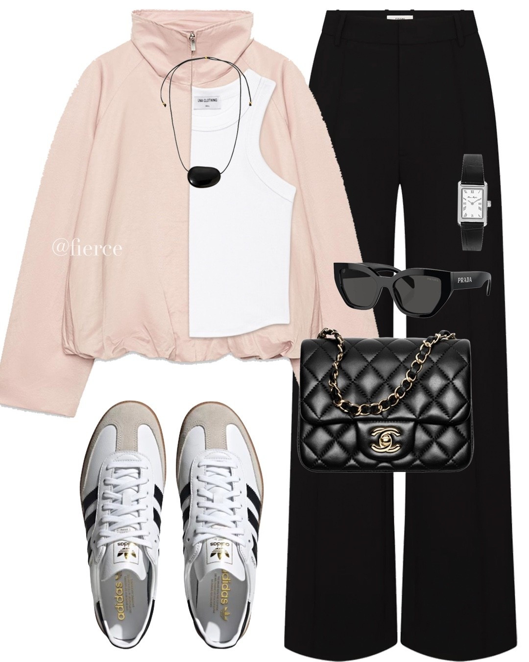 Pink funnel neck jacket black pants adidas samba sneakers Chanel flap bag

#LTKuk #LTKautumn #LTKeurope