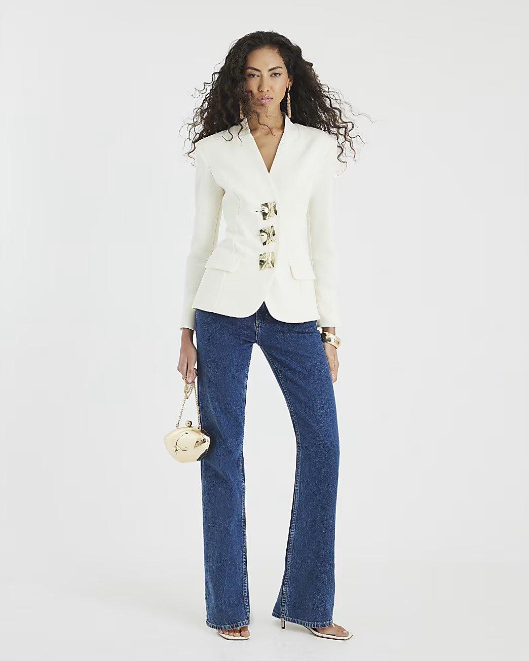Cream Scuba Sculpted Jersey Jacket | River Island UK & IE