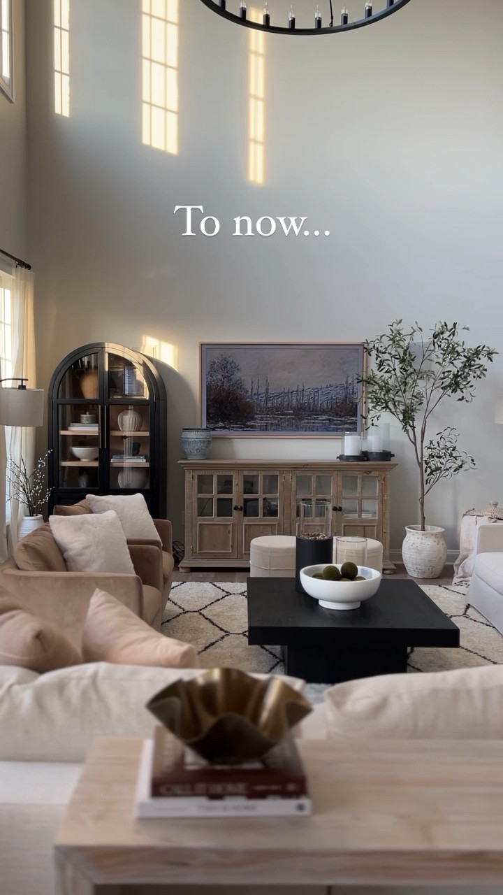 Home decor, modern organic, transformation, living room, family room, Loloi rug, area rug, amazon home, Target, wayfair, coffee table, books case, cabinet, olive tree, accent chair, neutral home decor, couch

#LTKstyletip #LTKVideo #LTKhome