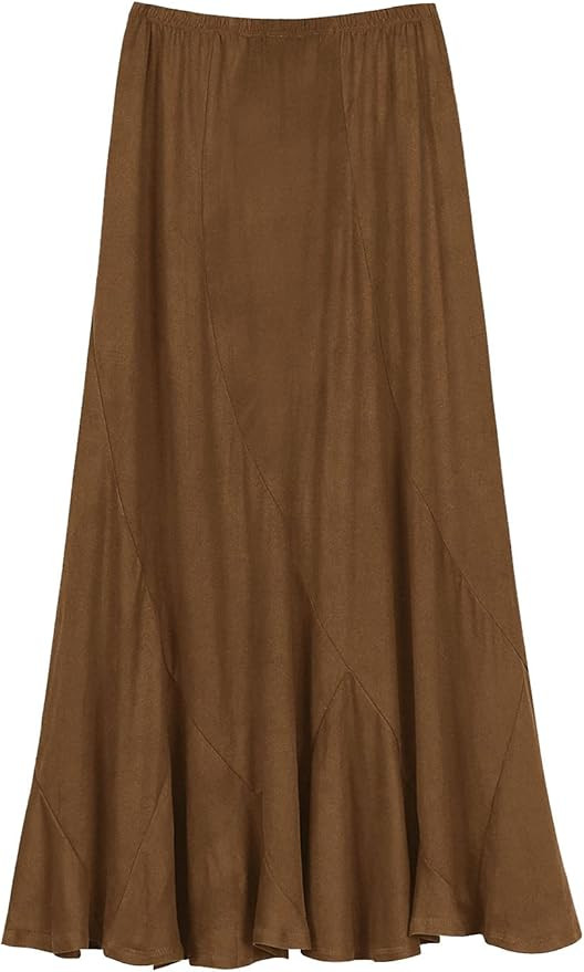 Urban CoCo Women's 2024 Vintage Elastic Waist A-Line Pleated Loose Long Midi Skirt | Amazon (US)