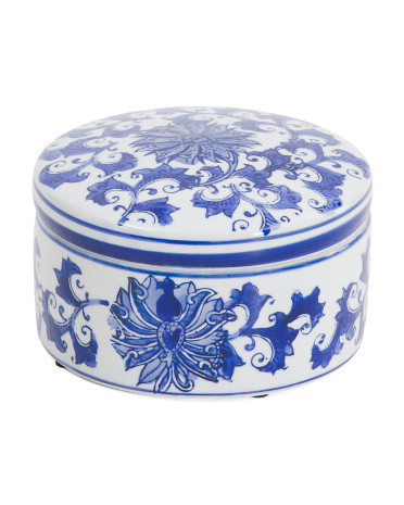 6x4in Chinoiserie Ceramic Box | TJ Maxx