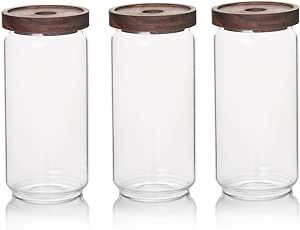 Sweejar 33 OZ Glass Food Storage Jar with Lid (set of 3),Airtight Canisters for Bathroom,Kitchen ... | Amazon (US)